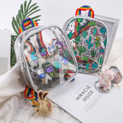 Korean version of transparent backpacks for children Snacks Backtoy Backpacks for Kindergarten Boys and girls