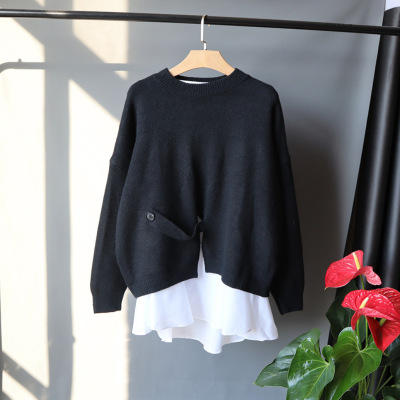 A new autumn/Winter 2020 pullover for women, A Korean two - piece loose - fitting sweater suit, is languidly fashionable
