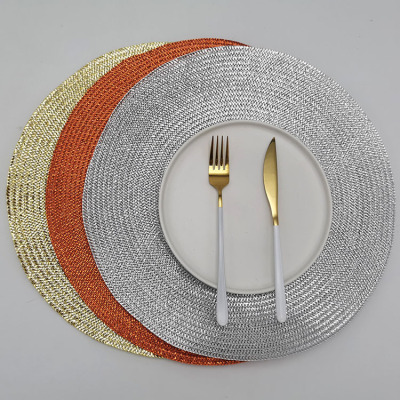 Direct selling circular PP woven table mat European Western heat insulation mat household gold and silver anti-hot non-slip coasters bowl mat