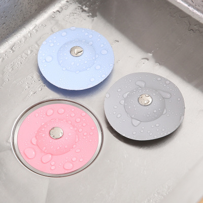 Push-Type Deodorant Closed Bounce Floor Drain Silicone Floor Drain Bathroom Anti-Blocking Plastic Water Channel Filter UFO Floor Drain