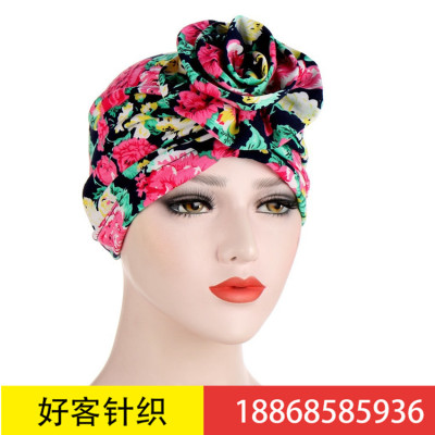 Aliexpress's new European-american printed forehead flower cashew flower Muslim baotou hat Indian turban hat