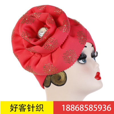 Hand-cut flowers Muslim 27 flowers ironing diamond accessories oversized flowers flanged solid color scarf hat spot