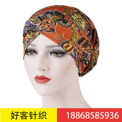 African and American printed turban hat _ forehead cross nightcap Muslim baotou hat is a hot seller on Amazon