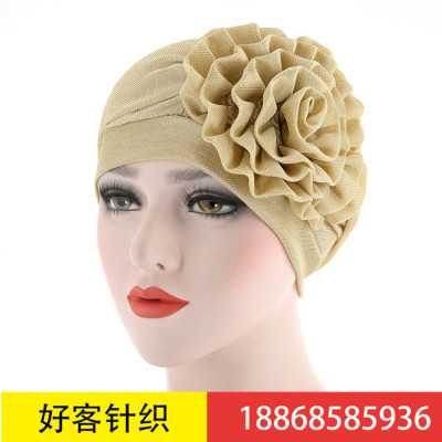 Amazon's new monochrome side-plate floral headscarf Hat Muslim bowler hat for women crescent hat