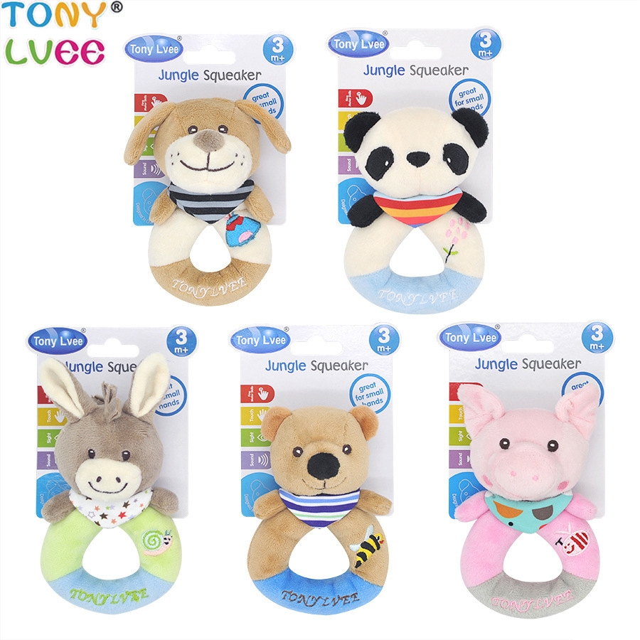新品TONY LVEE熊猫动物BB棒婴儿玩具手摇铃宝宝毛绒摇铃玩具