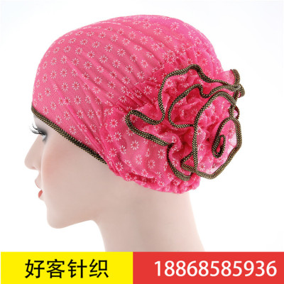 Aliexpress's new small flower two-color plate cap European and American trend cap Muslim head scarf new baotou cap