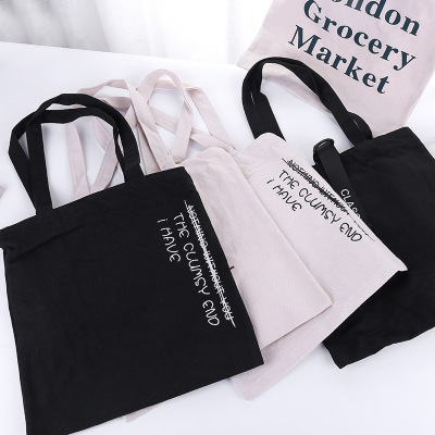 [Spot] Simple canvas bag pure cotton canvas bag student shopping bag processing custom LOGO