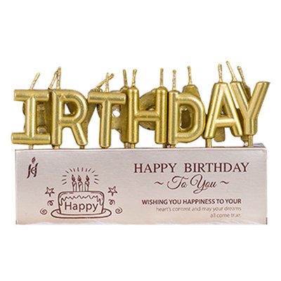 Birthday Letter Candle Cake Decoration Happy Gold Plated Party Baking Supplies Decoration Artistic Taper and Candle