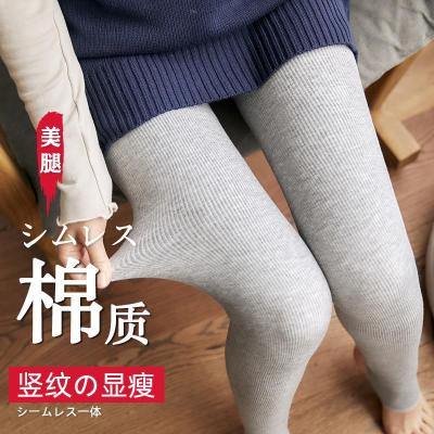 In the winter of 2020, women with velvet and thickened cotton vertical leggings will wear threaded vertical high-waist thermal pants