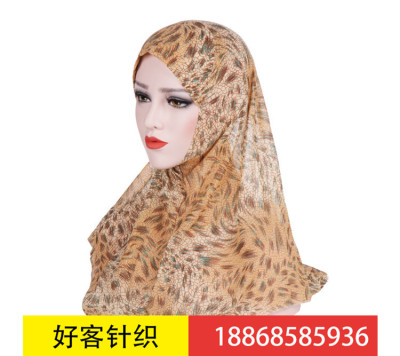 Alix's new chiffon Baotou Big Hat female new Muslim pure color pullover hat Baotou ethnic hat in stock