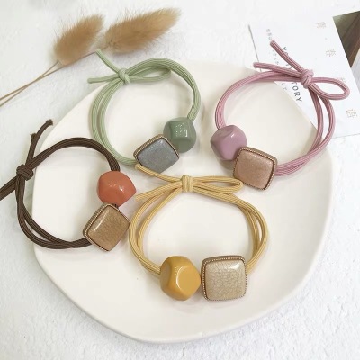 Korean Ins Square Geometric Hair Rope Internet-Famous and Vintage Knotted Rubber Band Simple Hair Tie Partysu Hair Accessories Wholesale