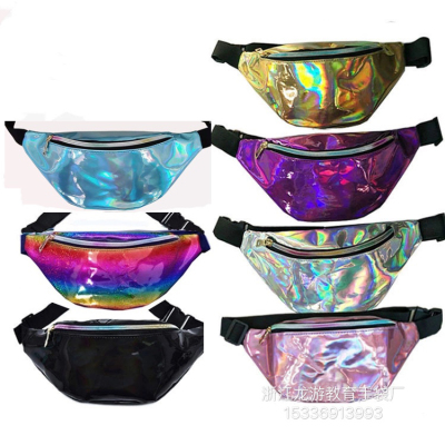 Wholesale laser PU Fanny pack Sports laser dazzle color outdoor multi-layer fashion women's Fanny pack