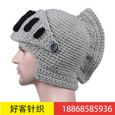 Aliexpress sells Roman knight knitted hats winter Gladiator mask hats hand-knitted men's hats