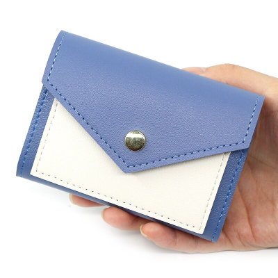 Fashion New Leather Patchwork Pocket Button Women's Multi-Functional Large Capacity Korean Style Solid Color Ladies Card Holder