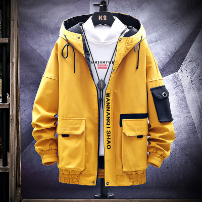 Autumn 2020 new outerwear men's fashion loose cargo outerwear casual print jacket hoodie menswear wholesale