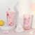 A Korean cartoon cotton candy ice cream ice cup pink cherry cherry straw cup double cold cup in stock