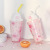 A Korean cartoon cotton candy ice cream ice cup pink cherry cherry straw cup double cold cup in stock