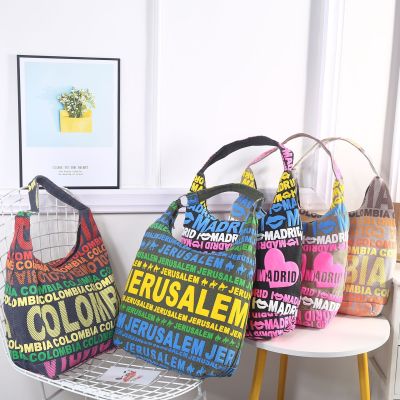 Factory Direct Sales Printed Letter Large Capacity Beach Bag Fashion Shopping Women's One Shoulder Crossbody Nun Bag
