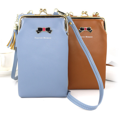 Fashion New Women's Long Clutch Large Capacity Mobile Phone Wallet Single Pull One Shoulder Zipper Solid Color Crossbody Bag