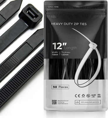 30.48cm Zipper tie heavy duty - Black Zipper strap Plastic tie strap Wire tie strap Wound Black