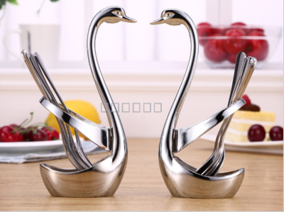 Wedding gifts Stainless steel Swan cutlery storage rack kitchen finishing tools