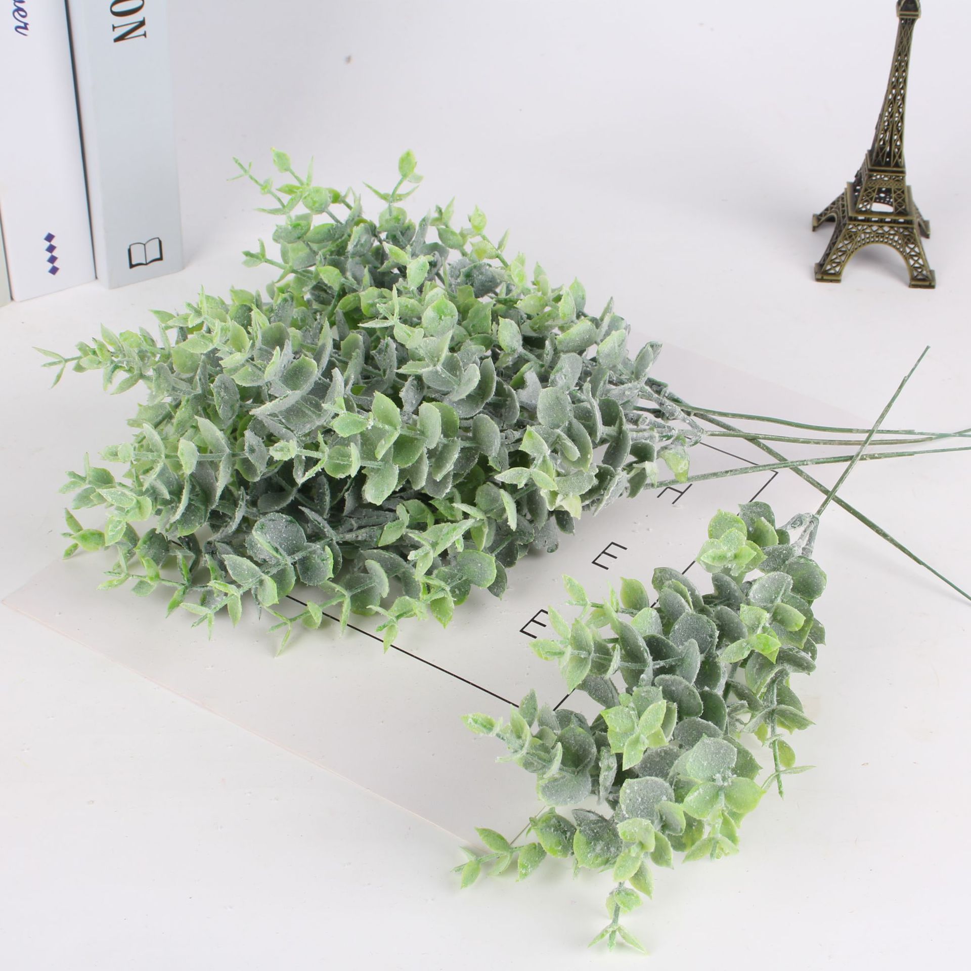 跨境热销仿真花植绒尤加利金钱叶手捧花婚庆家居花墙绿植摄影布景