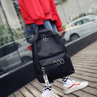 2020 New Simple Casual Backpack Letter Ribbon Solid Color Shoulder Computer Bag for Men and Women Canvas College Style Schoolbag