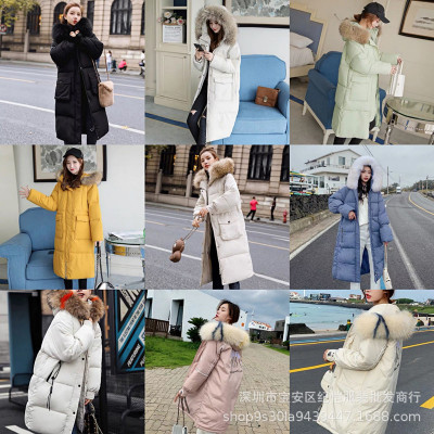 European Women's Big Fur Collar down Jacket Coat Wholesale Alibaba Women's down Cotton-Padded Coat Leftover Stock Clearance