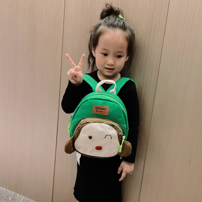 Cartoon Children's Backpack Cute Monkey Kindergarten Girl Schoolbag Korean Fashion Baby Canvas Small Backpack