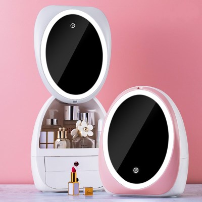 2020 Internet Celebrity Cosmetics Storage Box Cosmetic Case LED Light Mirror Drawer Portable Desktop Dustproof Storage Box