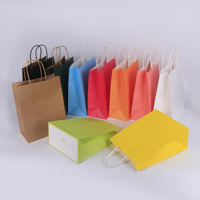 Kraft Paper Portable Paper Gift Bag Custom Clothing Shopping Paper Bag Food Take out Take Away Bag Custom Printed Logo