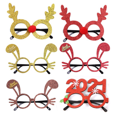 2021 New Christmas Decorations Toys for Adults and children Christmas Antlers rabbit glasses Christmas decorative glasses