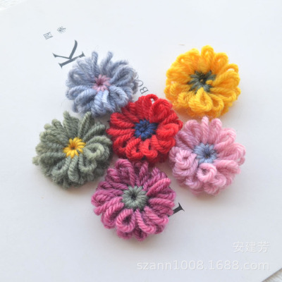 3.5CM Crochet yarn small round flowers DIY hair accessories wholesale headwear materials can be customized