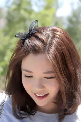 Hairpin Korea rabbit ears crystal mesh bangs top clip Korean hairpin rhinestone duck mouth clip small clip head W