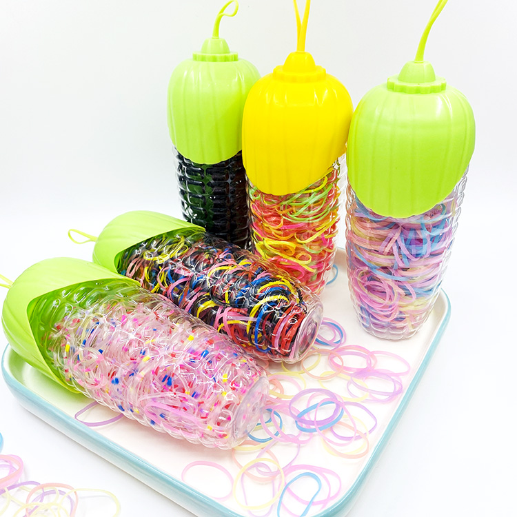 彩色发圈一次性皮筋玉米瓶盒装饰品头饰成人儿童强拉不断橡皮筋