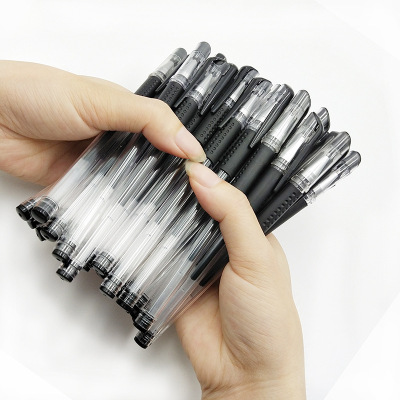 Factory Direct Sales European Pen Signature Pen Office Stationery Water-Based Gel Pen Black Refill Bullet 0.5