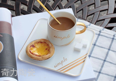 Vigo Korean web celebrity lovely black and white breakfast mark coffee milk tea mug ceramic set
