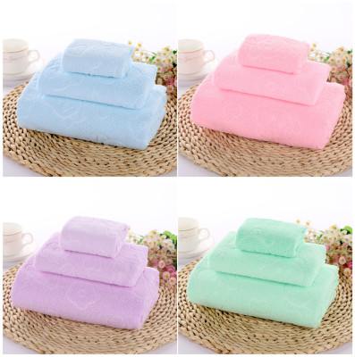 Manufacturer warp knitted microfiber bath towel square towel three-piece embossing Bear Gift Set Foreign trade Beach towel