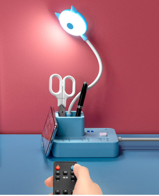 Multi-function socket desk lamp USB charging desk lamp socket LED remote control desk lamp gift