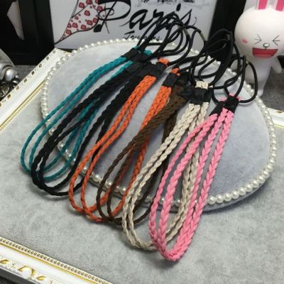 National pure color simple  woven leather chain hair band Lady's Day Edition Braided soft younger sister headband [30]