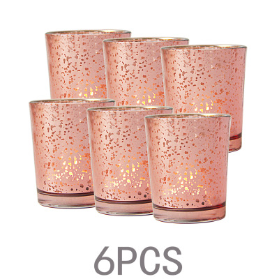 Rose golden speckled glass candle holder by Xiang Xun candle cup for romantic candlelight dinner 6 sets
