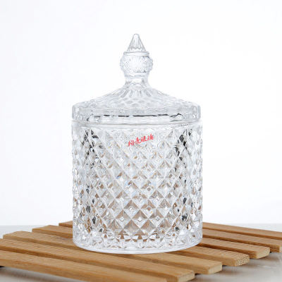 Clear glass candy jar Roman embossed candy box wedding box