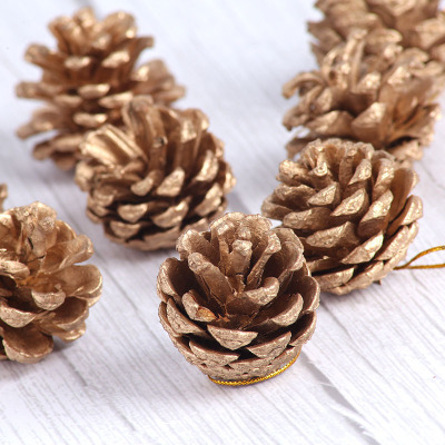 Christmas decorations gold/Silver Pinecones Christmas tree decorations hanging gold pinecones