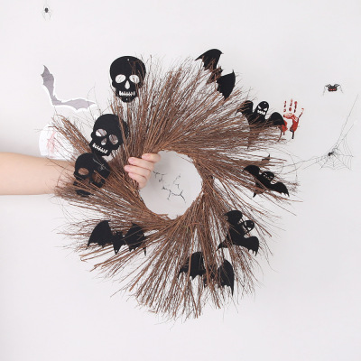 DIY Halloween decorations Sun wreath ghost bat Wall hanging Halloween venue decorations props