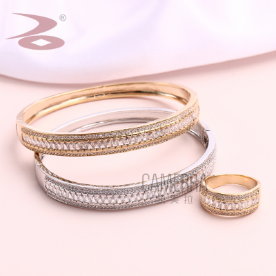 Creative Personality Circular Half Rhinestone wei xiang Process Golden and Silver Paragraph Ms. Ring Bracelet Factory Direct Sales