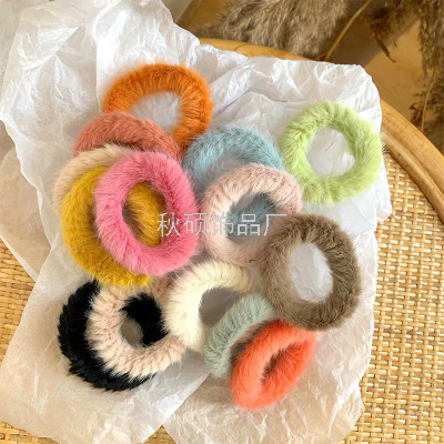 Autumn/winter mink hair ring versatile colored plush hair string balls head rubber band web celebrity  accessories [86]