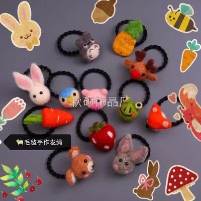 Four Seasons wool felt children's Headwear rubber band does not hurt strawberry radish rabbit hairpin rubber band [58]