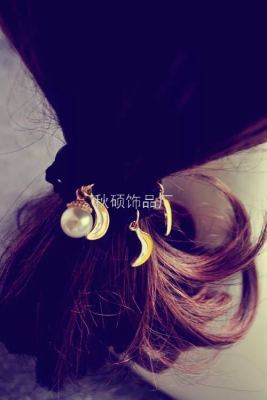 Hair accessories Vintage alloy banana cherry fruit Pearl pendant head rope hair rope hair ring [93]