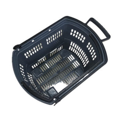 Shopping basket Supermarket shopping basket hand pull basket dual purpose handle basket four-wheel plastic basket 45L