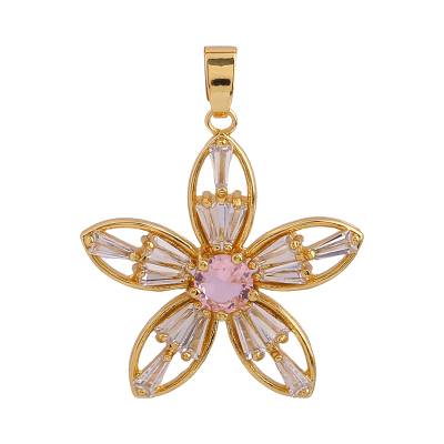 Wish's creative fashion Plum blossom pendant necklace for cross-border exclusive selling of hand-inlaid zirconium floral pendant